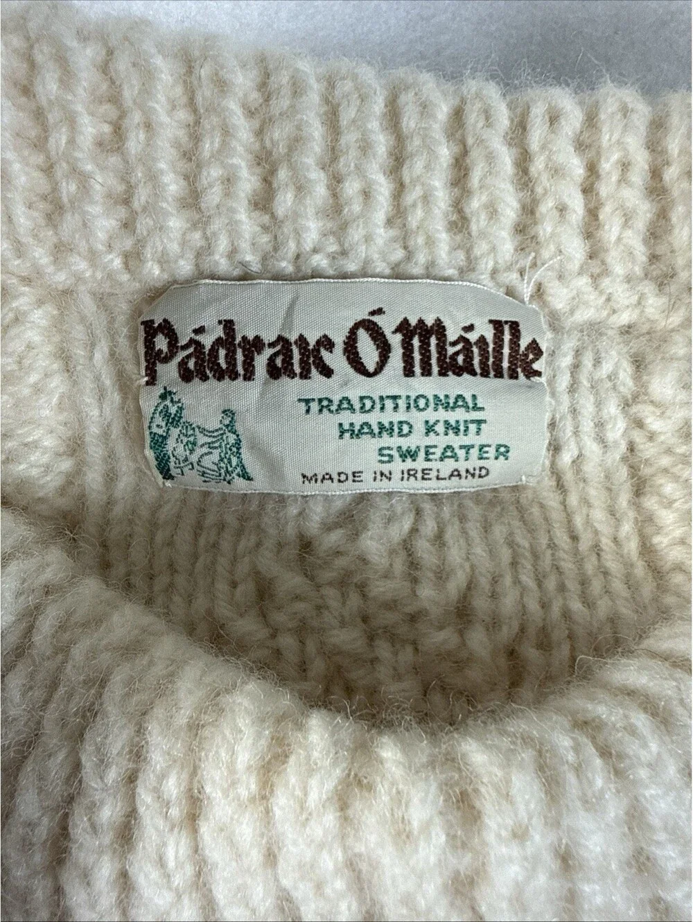 VTG Padraic O'Maille Sweater Mens Large Traditional Cream Hand Knit Ireland XXL